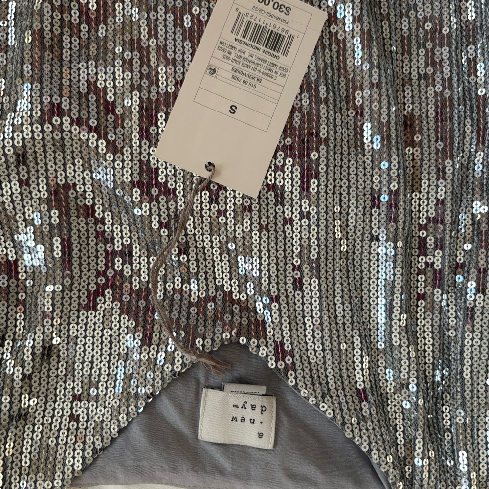 NWT Silver Sequin Mini Dress size small - Picture 2 of 3